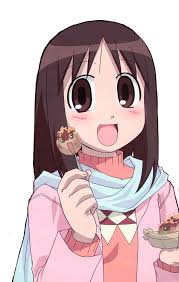 Osaka sosteniendo un takoyaki alegremente